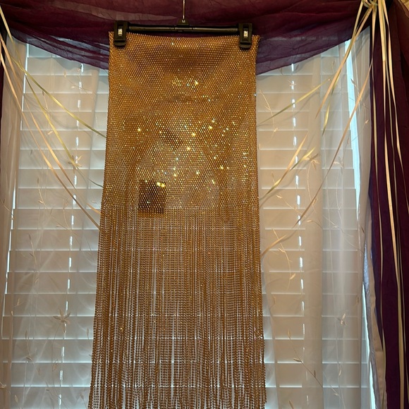 ZARA PINK GOLD RHINESTONE MESH DRESS - Picture 14 of 16